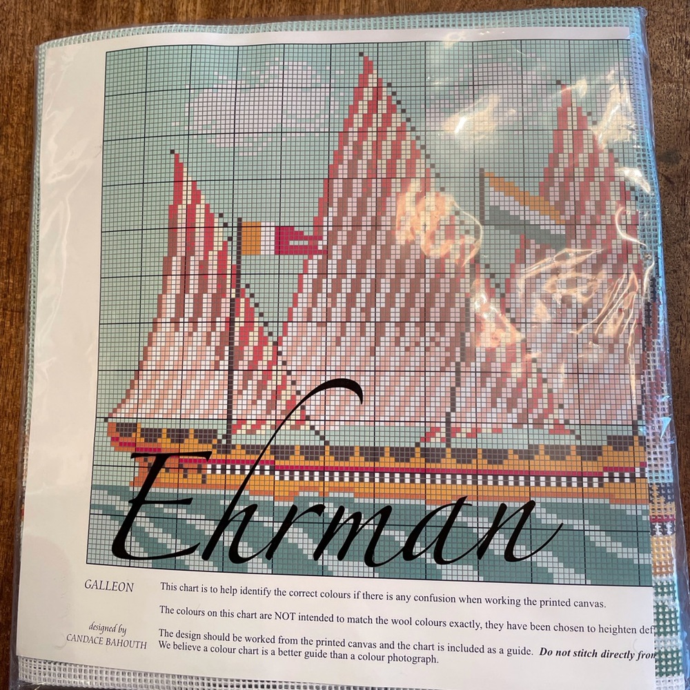 Ehrman Needlepoint Kit- Galleon Ship designed by Candace Bahouth